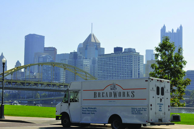 Breadworks delivery truck parked in Pittsburgh